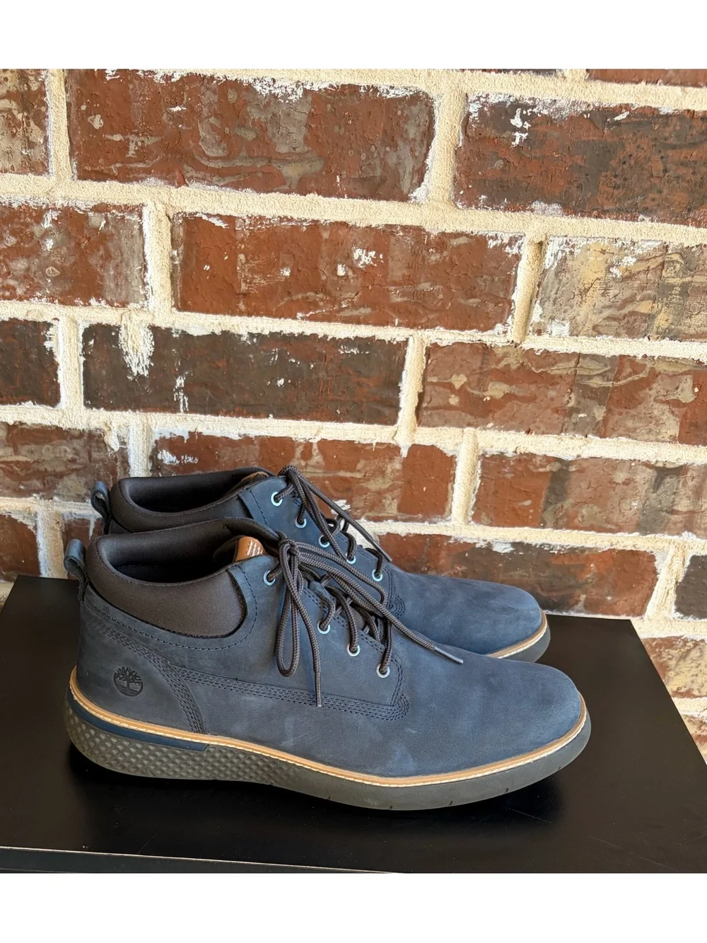 Timberland Cross Mark Navy Blue Nubuck Leather Chukka Boots Size 10.5